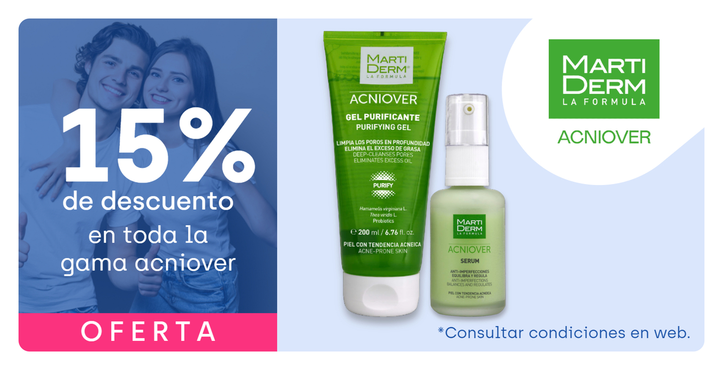 15% de descuento en toda la gama de acniover de martiderm este invierno