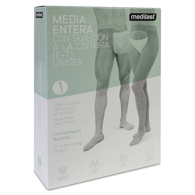 Medilast Media Larga Sujeci&oacute;n Cintura Pierna Izquierda Beige Talla M, 1 Ud