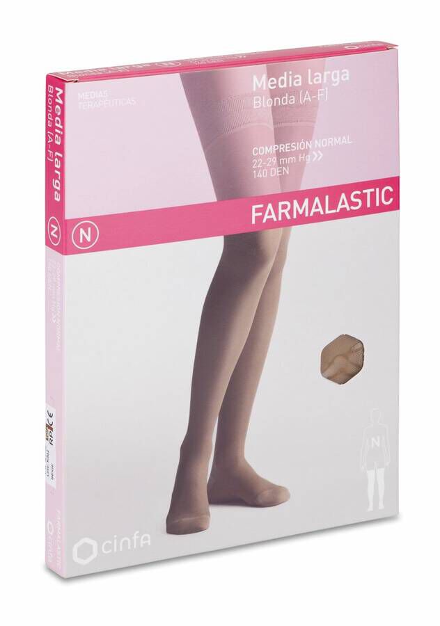 Farmalastic Media Larga de Compresión Normal Beige Reina Plus, 1 Par