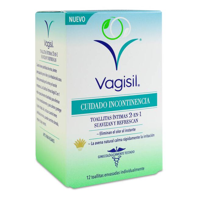 Vagisil Cuidado Incontinencia Toallitas, 12 unidades