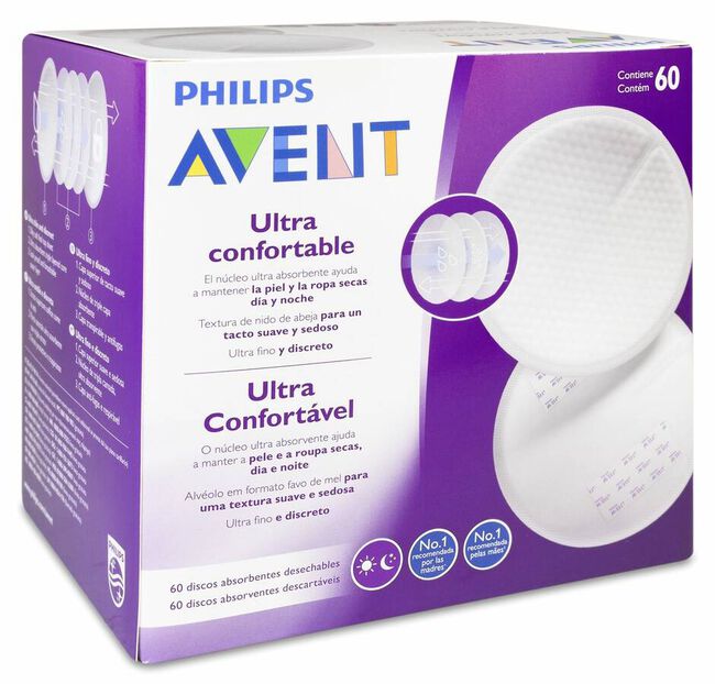 Philips Avent Discos de Lactancia Ultra Confortable, 60 Unidades