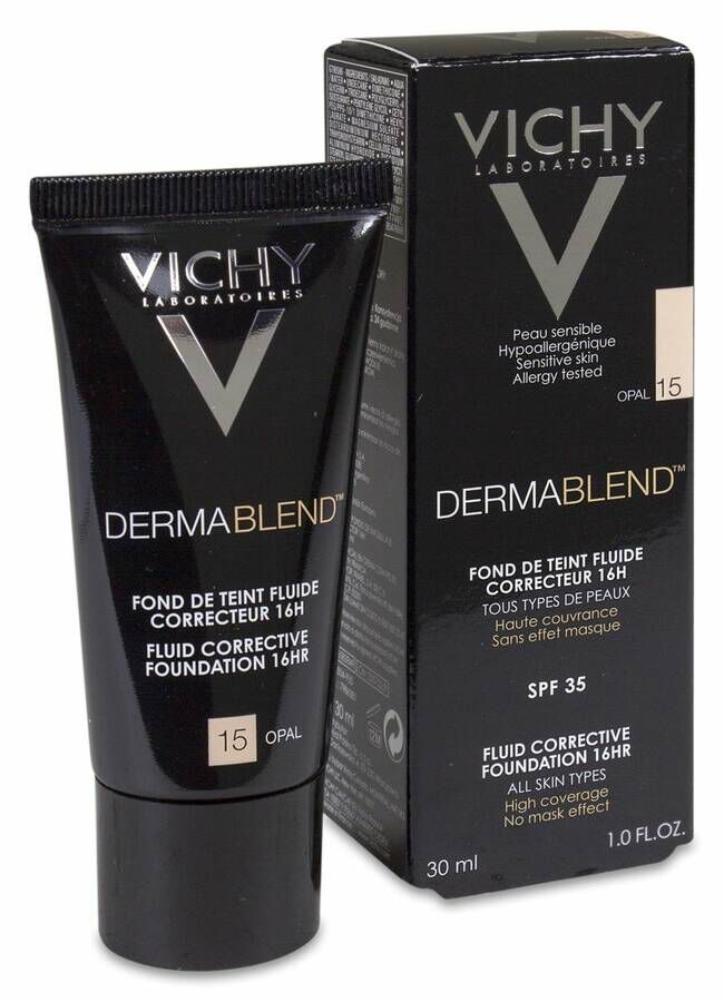Vichy Dermablend Fondo de Maquillaje Fluido Corrector Tono 15 Opal, 30 ml