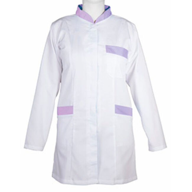 Ortotex Bata Blanca Cuello Mao Franja Morada Grande 17, 1 Unidad