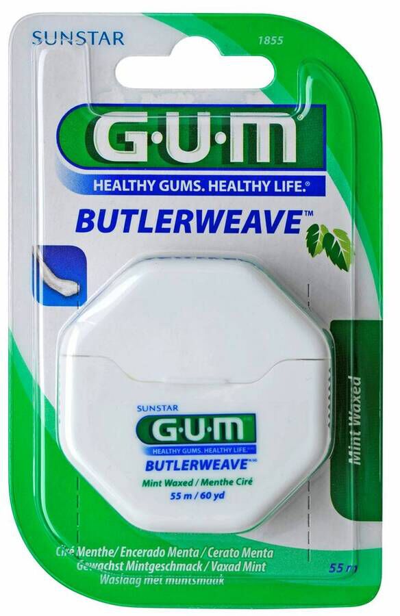 imagen de GUM ButlerWeave Seda Dental con Cera Mentol 55 m, 1 Ud