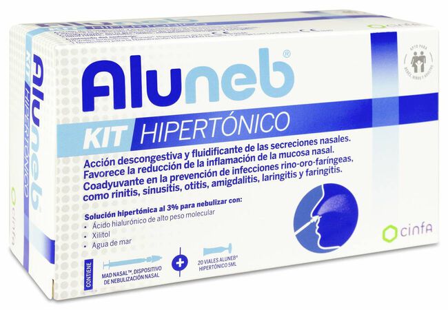 Aluneb Kit Hipertónico con Dispositivo Nebulizador, 20 Viales