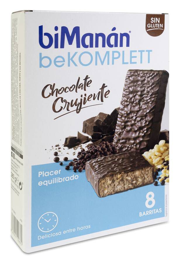 biManán Barrita de Chocolate Crujiente, 8 Uds