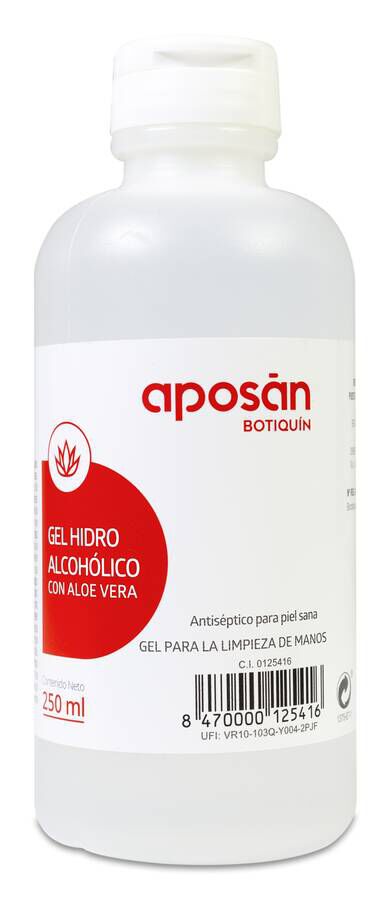 Aposán Gel Biocida Antiséptico de Manos 72% Alcohol, 250 ml
