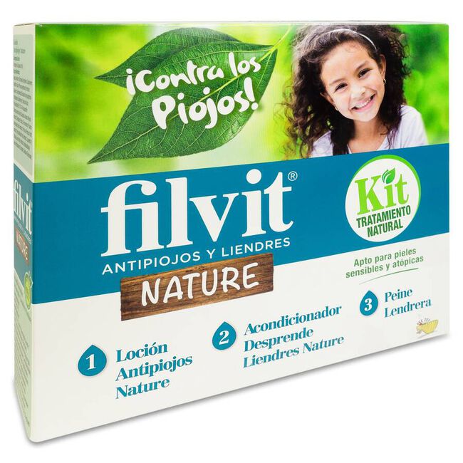 Filvit Nature Kit Antipiojos Loción + Acondicionador + Lendrera, 1 Ud