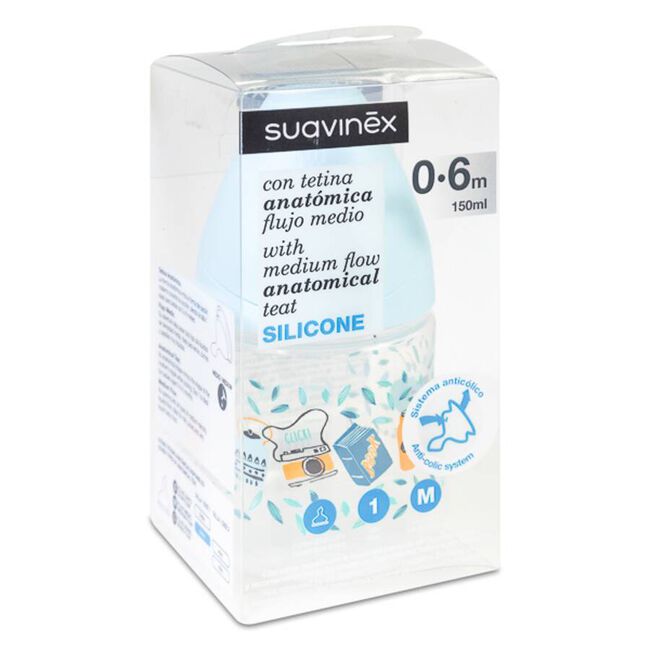 Suavinex Biberón con Tetina Anatómica 0-6 meses, 150 ml