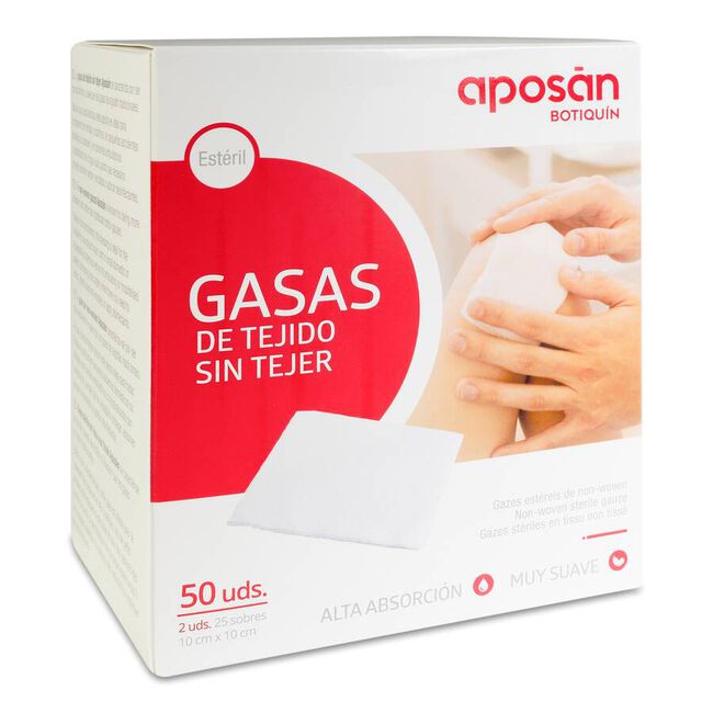 Aposán Gasas de Tejido sin Tejer 10 x 10 cm, 50 Uds