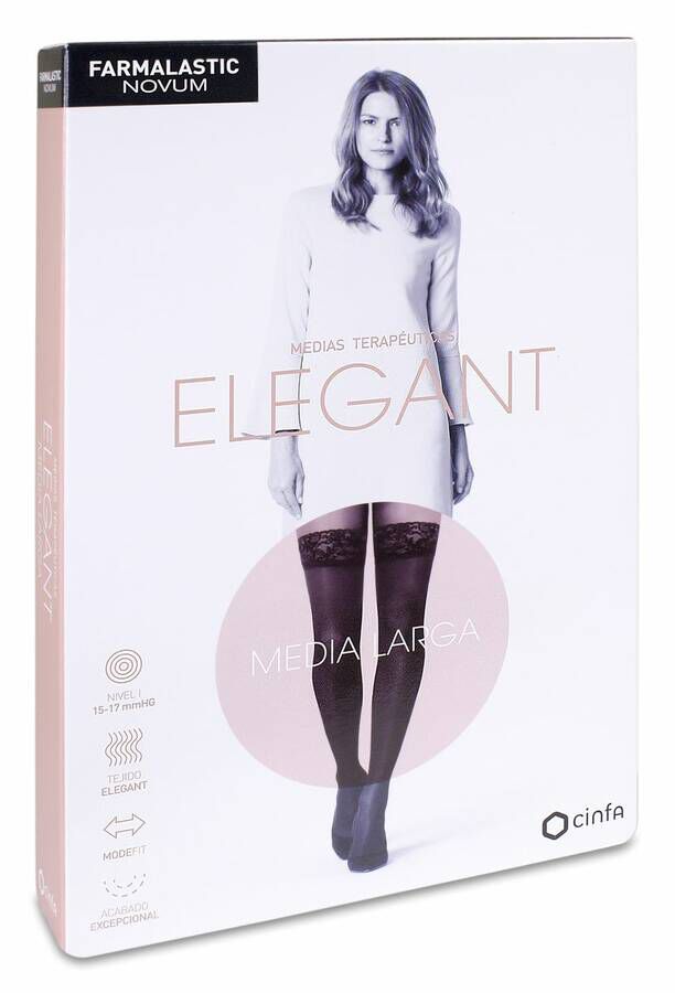 Farmalastic Novum Elegant Media Larga Compresión Ligera Color Chocolate Talla 1, 1 Par