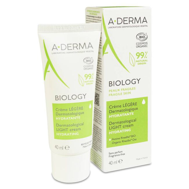 A-Derma Biology Crema Hidratante Ligera Dermatológica, 40 ml