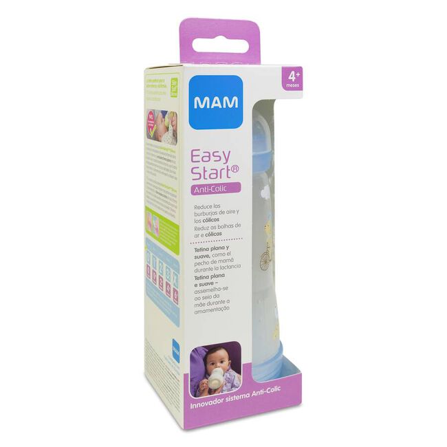 Mam Easy Start Biberón Anticólicos Azul +4 meses, 320 ml
