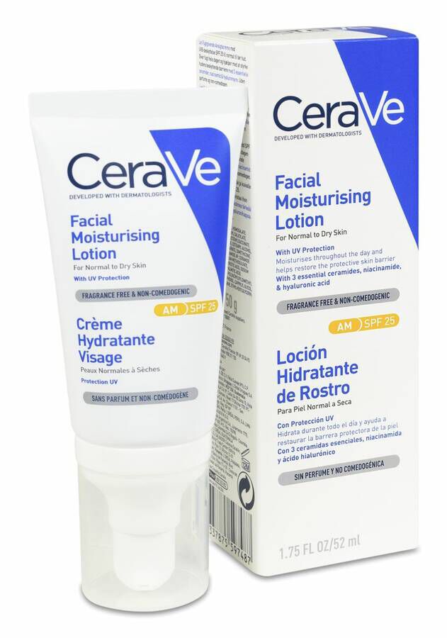 CeraVe Loción Hidratante Facial SPF 25, 52 ml