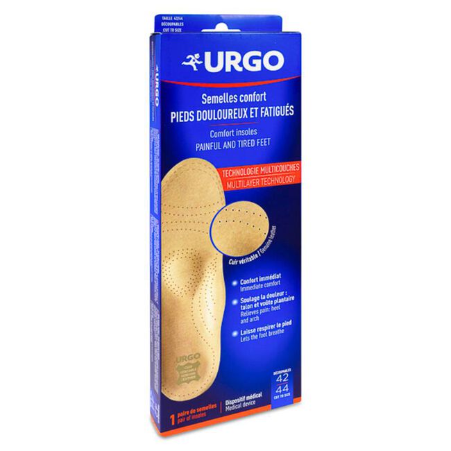 Urgo Plantillas Confort Pies Doloridos y Cansados Talla 42 a 44, 1 par