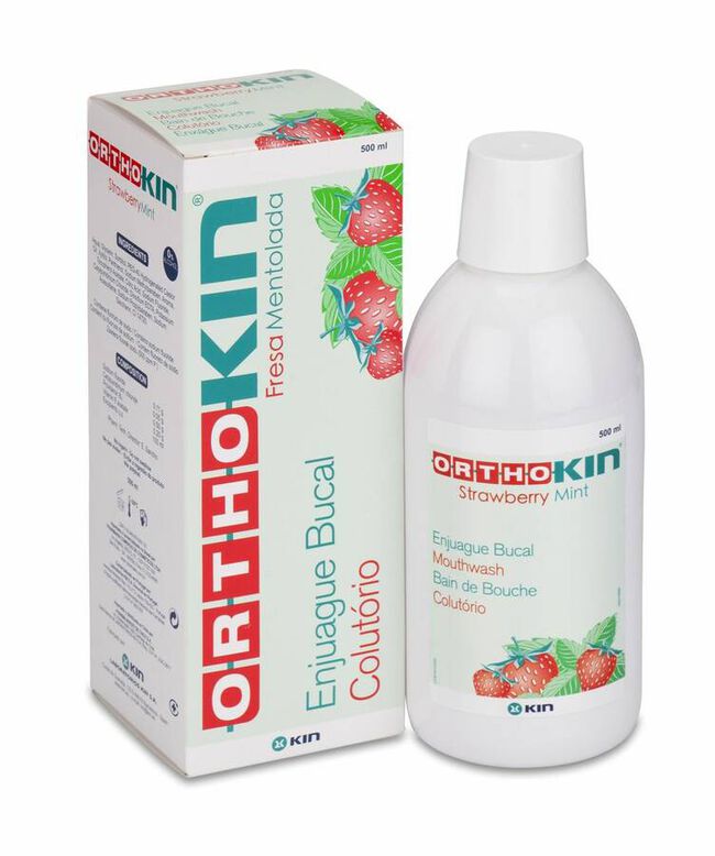 Orthokin Enjuague Bucal Fresa Mentolada, 500 ml