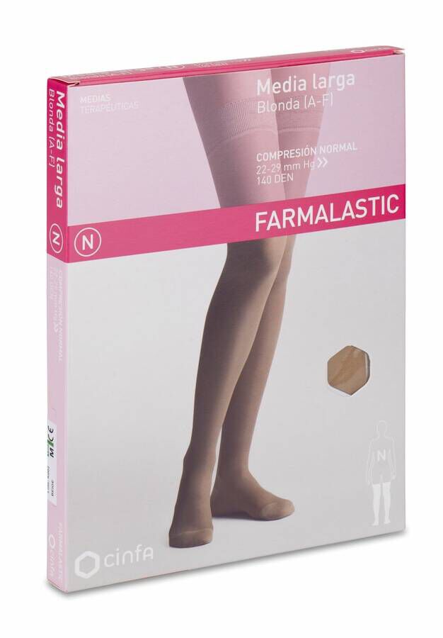 Farmalastic Media Larga de Compresión Normal Beige Mediana, 1 Par