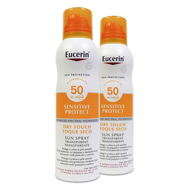 Duplo Eucerin  Protector Solar Spray Transparente Toque Seco FPS50+, 2 Unidades x 200 ml