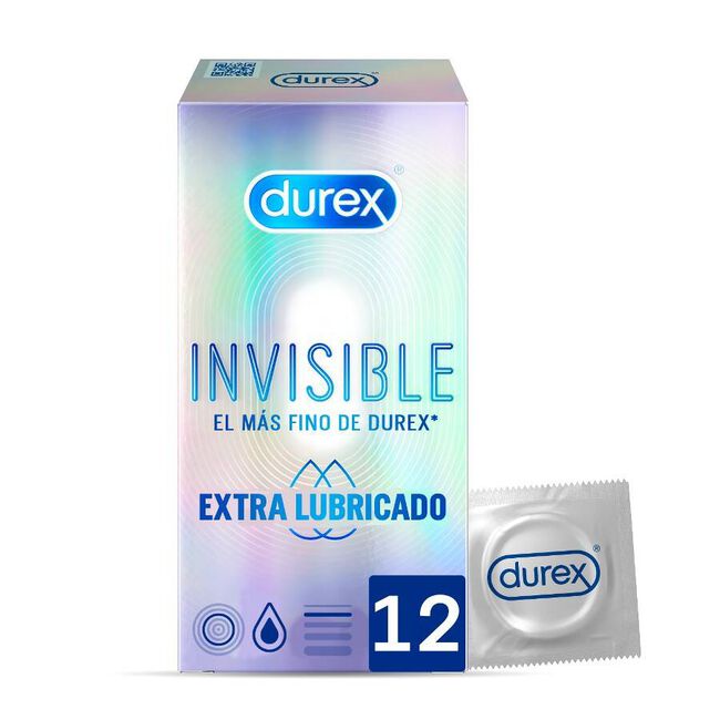Durex Invisible Extra Lubricados, 12 Uds