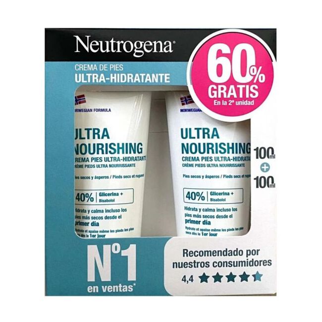 Duplo Neutrogena Crema de Pies Ultra Hidratante, 2 x 100 ml