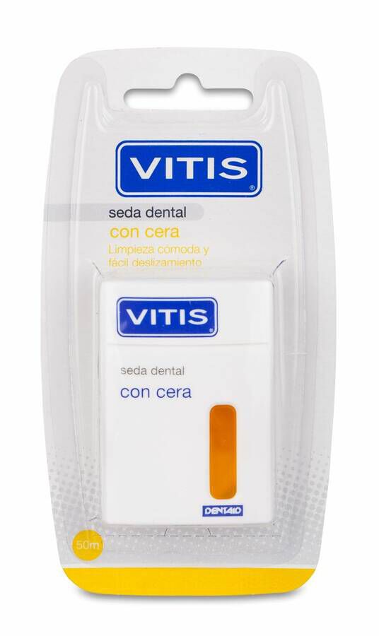Vitis Seda Dental con Cera 50 m, 1 Ud