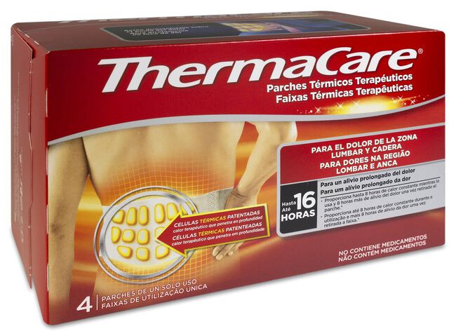 Thermacare Parches Térmicos Terapéuticos Lumbar Cadera, 4 Unidades