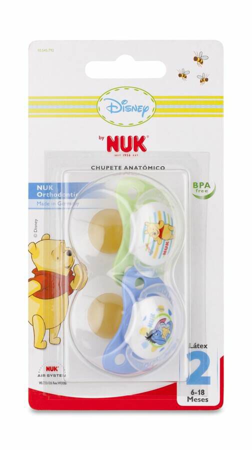 NUK Chupete Trendline Winnie The Pooh Látex 6-18, 2 Unidades