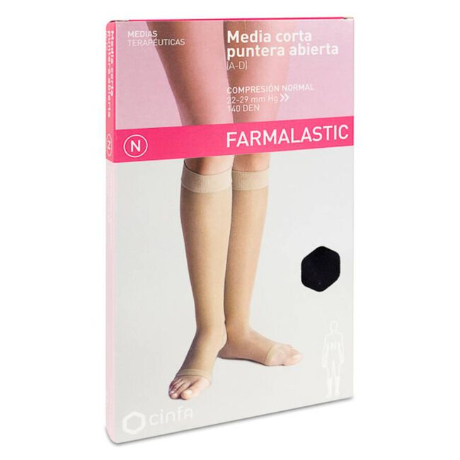 imagen de Farmalastic Media Corta con Puntera Abierta Negra Talla G, 1 Ud