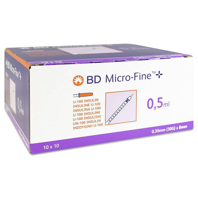 BD Plastipak Jeringa-Aguja Insulina 0,5 8/30, 10 Uds