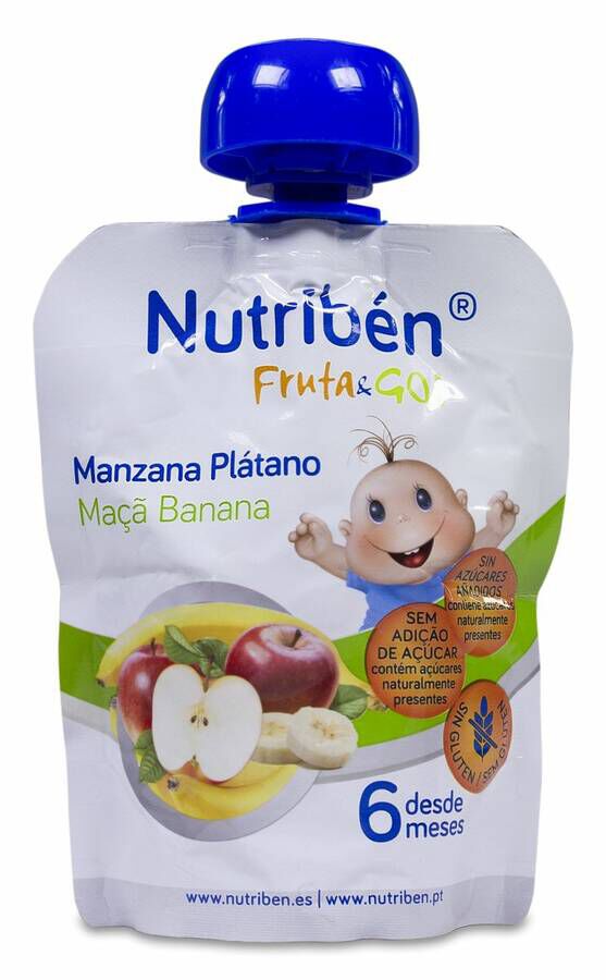 Nutribén Fruta&GO Manzana y Plátano, 90 g