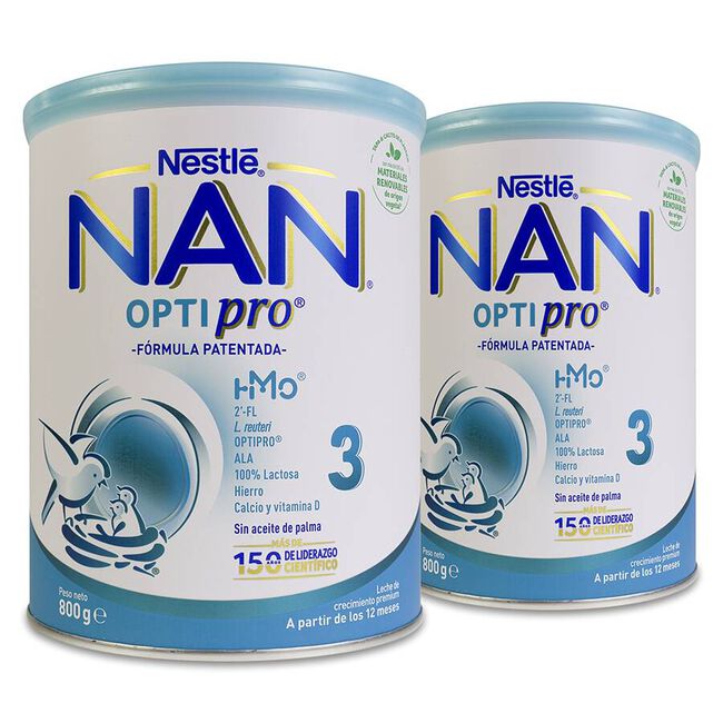 Duplo Nestlé Nan Optipro 3 Leche Crecimiento, 800 g + 800 g