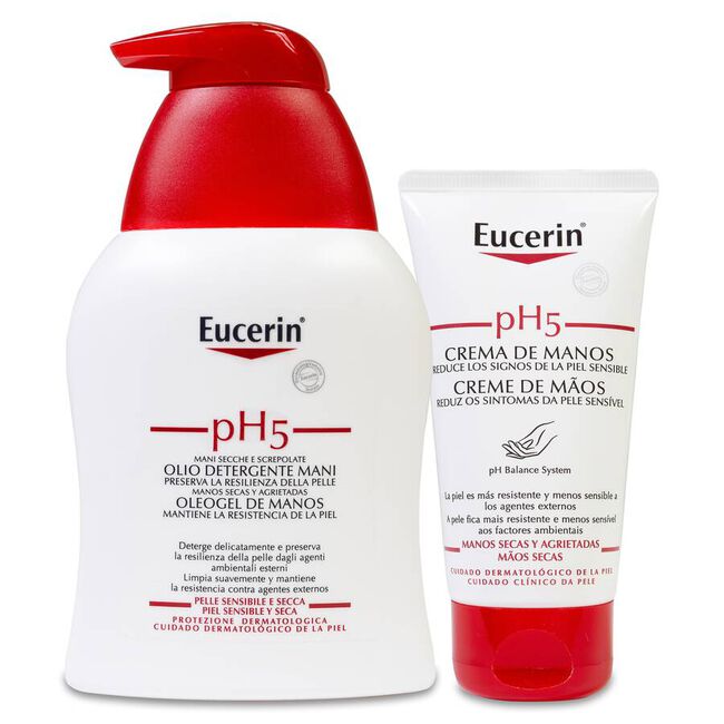 Pack Eucerin Oleogel + Crema de Manos pH 5, 250 ml + 75 ml