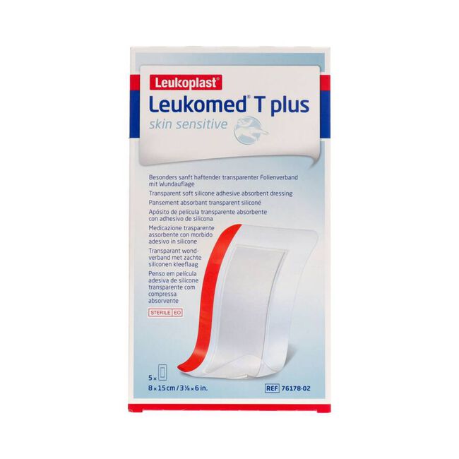 Leukomed T Plus Piel Sensible 8 x 15 cm, 5 Unidades
