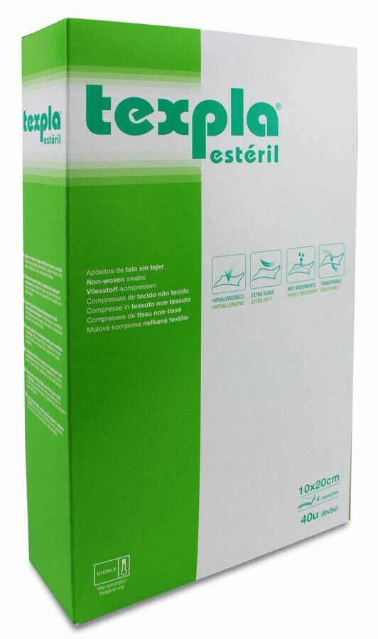 Texpla Apósitos Tela 10x20 cm 4 Capas, 40 Uds