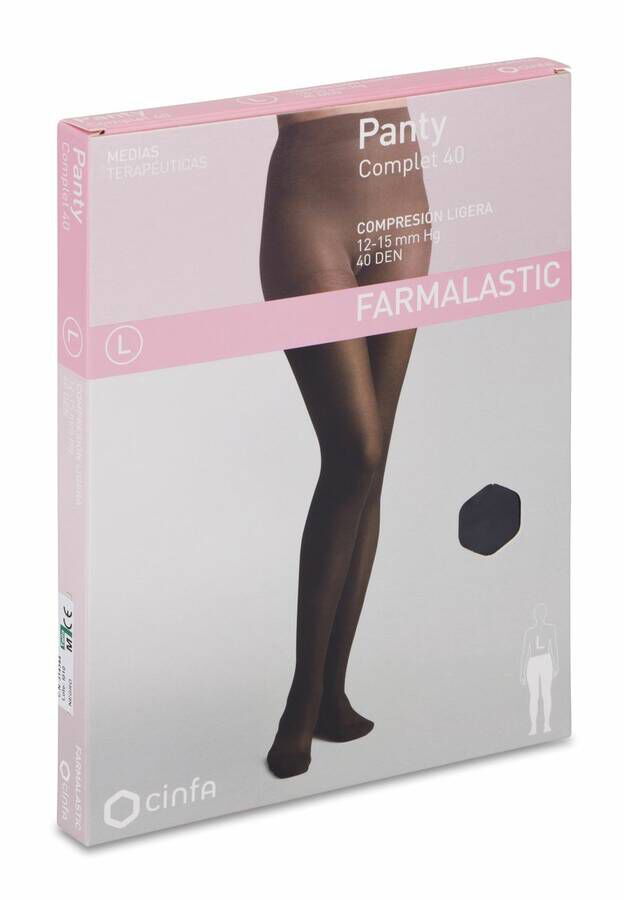 Farmalastic Panty Complet 40 Compresión Ligera Negro Mediana, 1 Ud