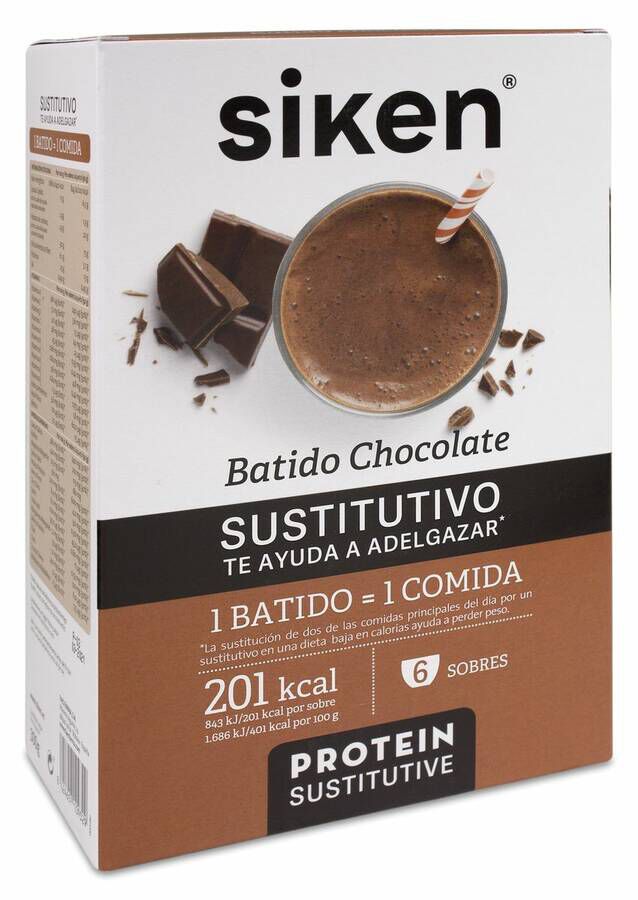 Siken Batido Sustitutivo de Chocolate, 6 Sobres