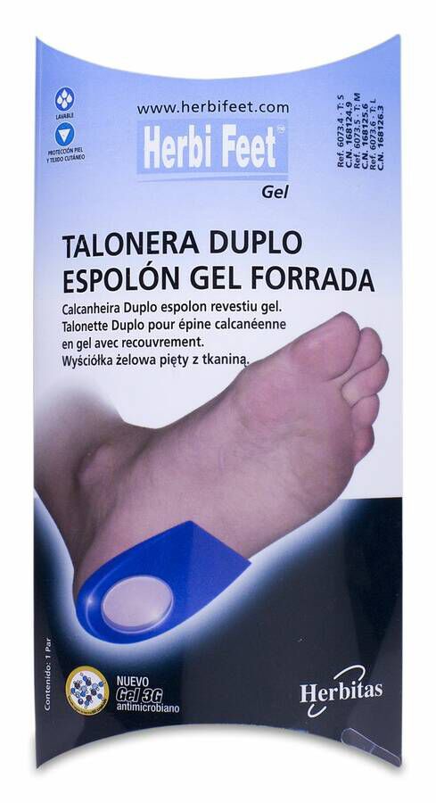 HerbiFeet Talonera Duplo Espolón Gel Forrada Talla S, 1 Par