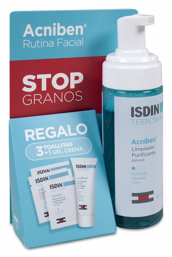 imagen de Pack Isdin Acniben Limpiador Purificante + Gel-Crema + Toallitas Reguladoras