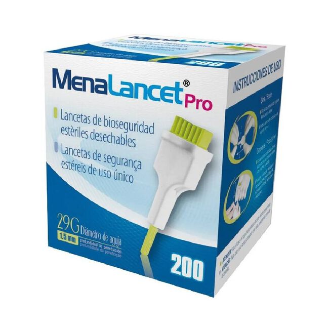 Menalancet Pro Lancetas 29 g 1.5 mm, 200 Unidades