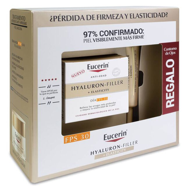 Pack Eucerin Hyaluron-Filler Elasticity Crema Día FPS 30 + Contorno de Ojos, 50 ml + 15 ml