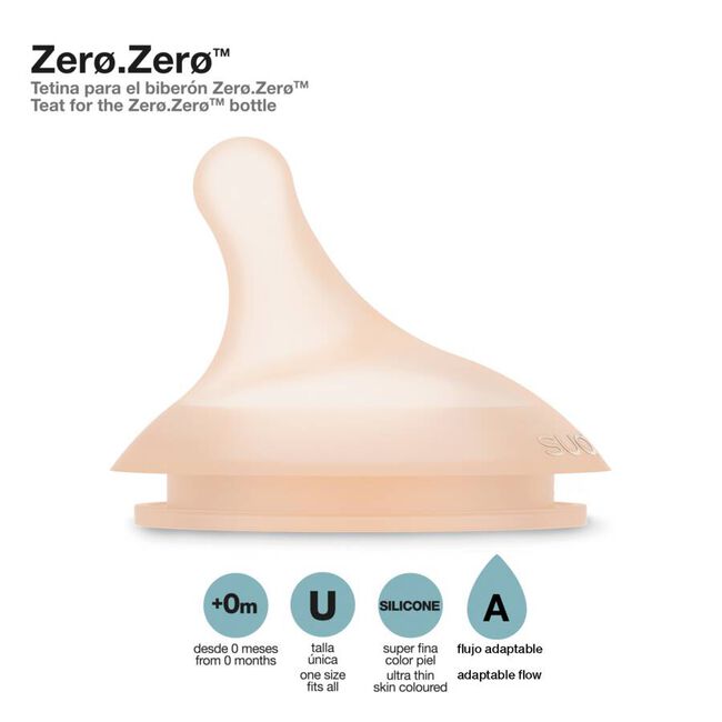 Suavinex Tetina Biberón Zero.Zero Fujo Adaptable, 2 Uds