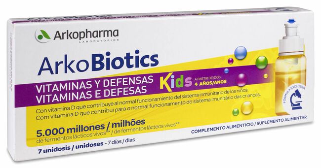 Arkopharma Arkobiotics Vitaminas y Defensas Niños, 7 Ampollas
