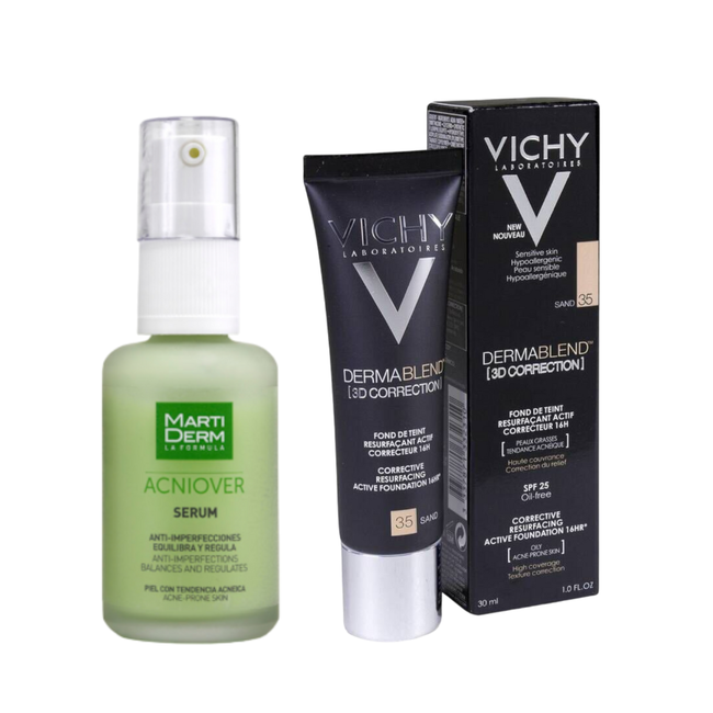 Pack Vichy Dermablend 3D Correction Color + Martiderm Acniover Serum