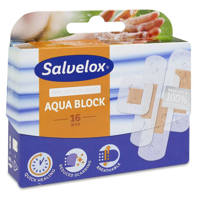 Salvelox Aqua Block Apósitos de Varios Tamaños, 16 Unidades