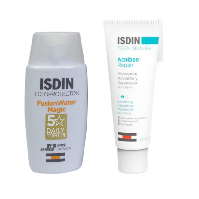Pack Isdin Fotoprotector Fusion Water +  Acniben Repair Gel-Crema