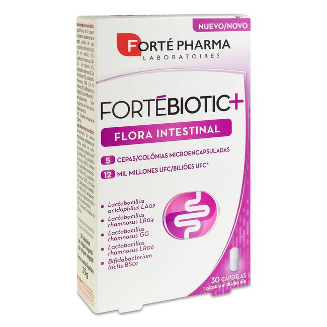 Forté Pharma Fortébiotic+ Flora Intestinal, 30 Cápsulas