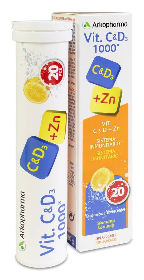 Arkopharma Vitamina C&D3 + Zinc, 20 Comprimidos