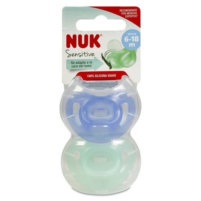 Nuk Chupete Sensitive Silicona 6-18 Meses, 2 Unidades