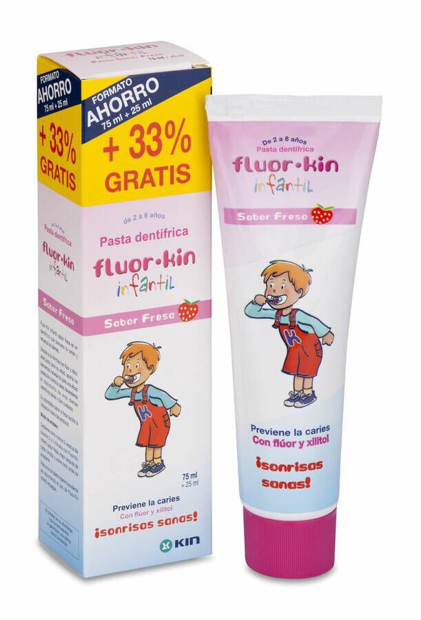 Fluor Kin Infantil Pasta Dentifrica Fresa, 75 ml