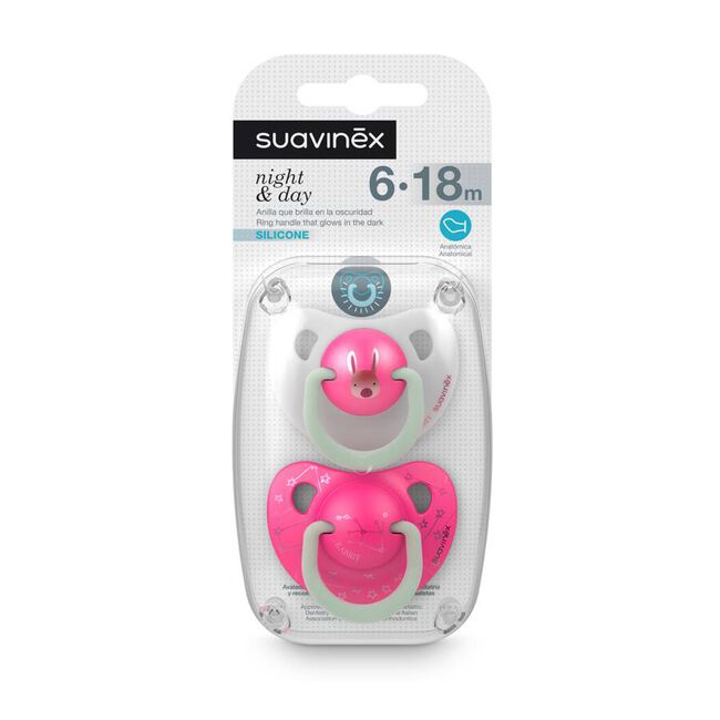 Suavinex Chupete de Silicona Night&Day 6-18 meses, 